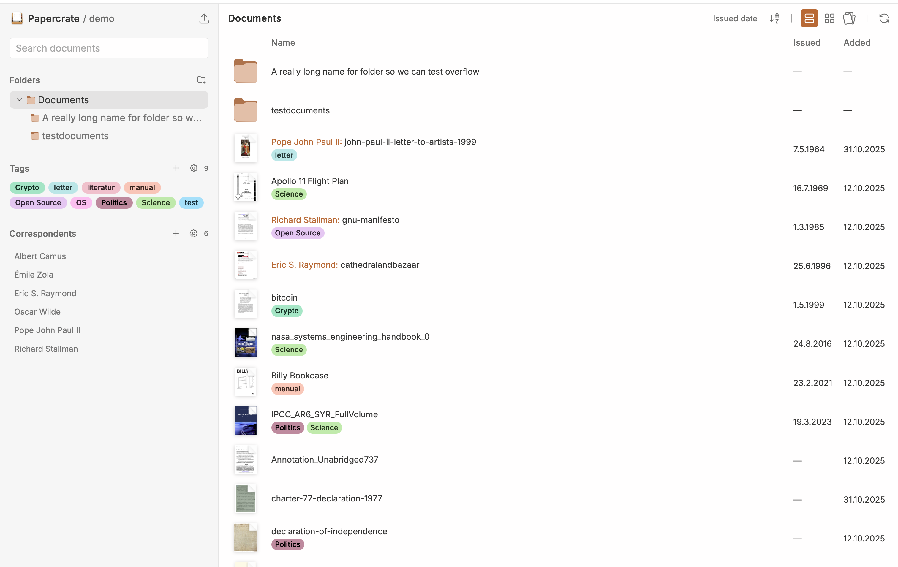 Papercrate document workspace