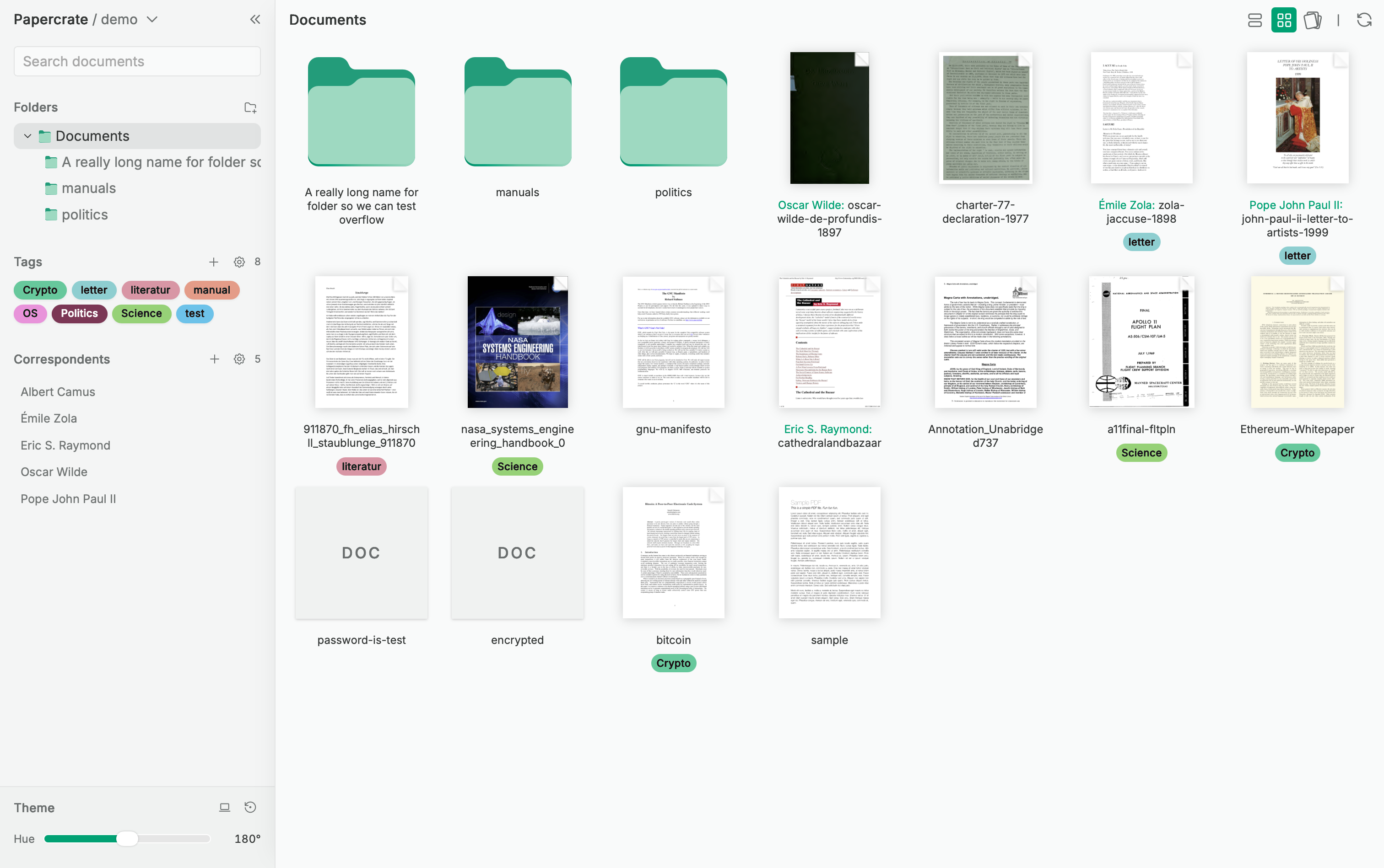 Papercrate document workspace