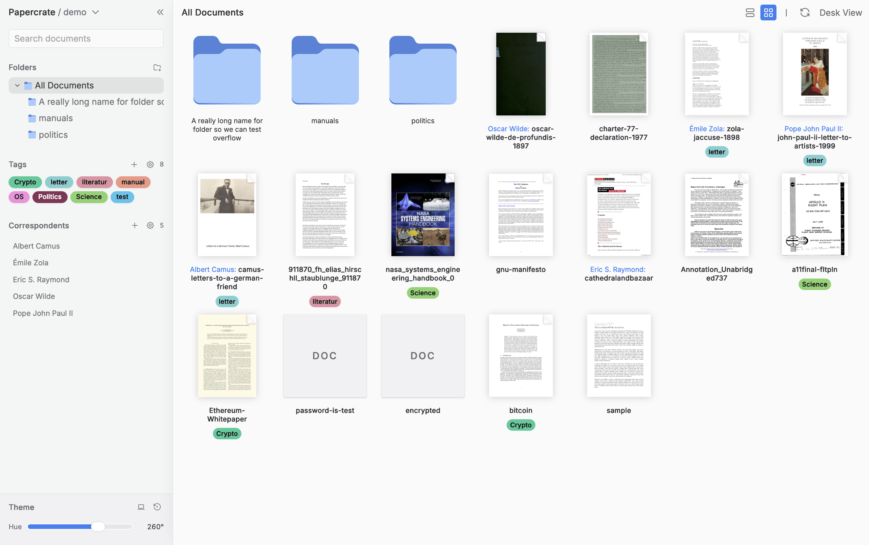 Papercrate document workspace